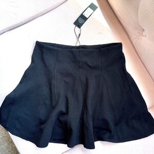 New Small Fashion Nova Black Mini Skort High Waist Pleated Elastic Waist Stretch